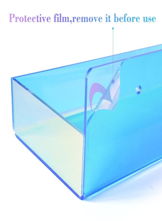 TLBTEK 2 Pcs 15 inch Iridescent Rainbow Floating Shelves,Colorful Acrylic Irridescent Floating Shelves Wall Mounted Storage for Bathroom, Bedroom, Living Room, Kitchen (Without Edge) - Image 3